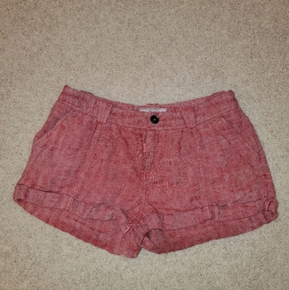 Free People Red Linen Shorts Size 4 - Picture 2 of 9